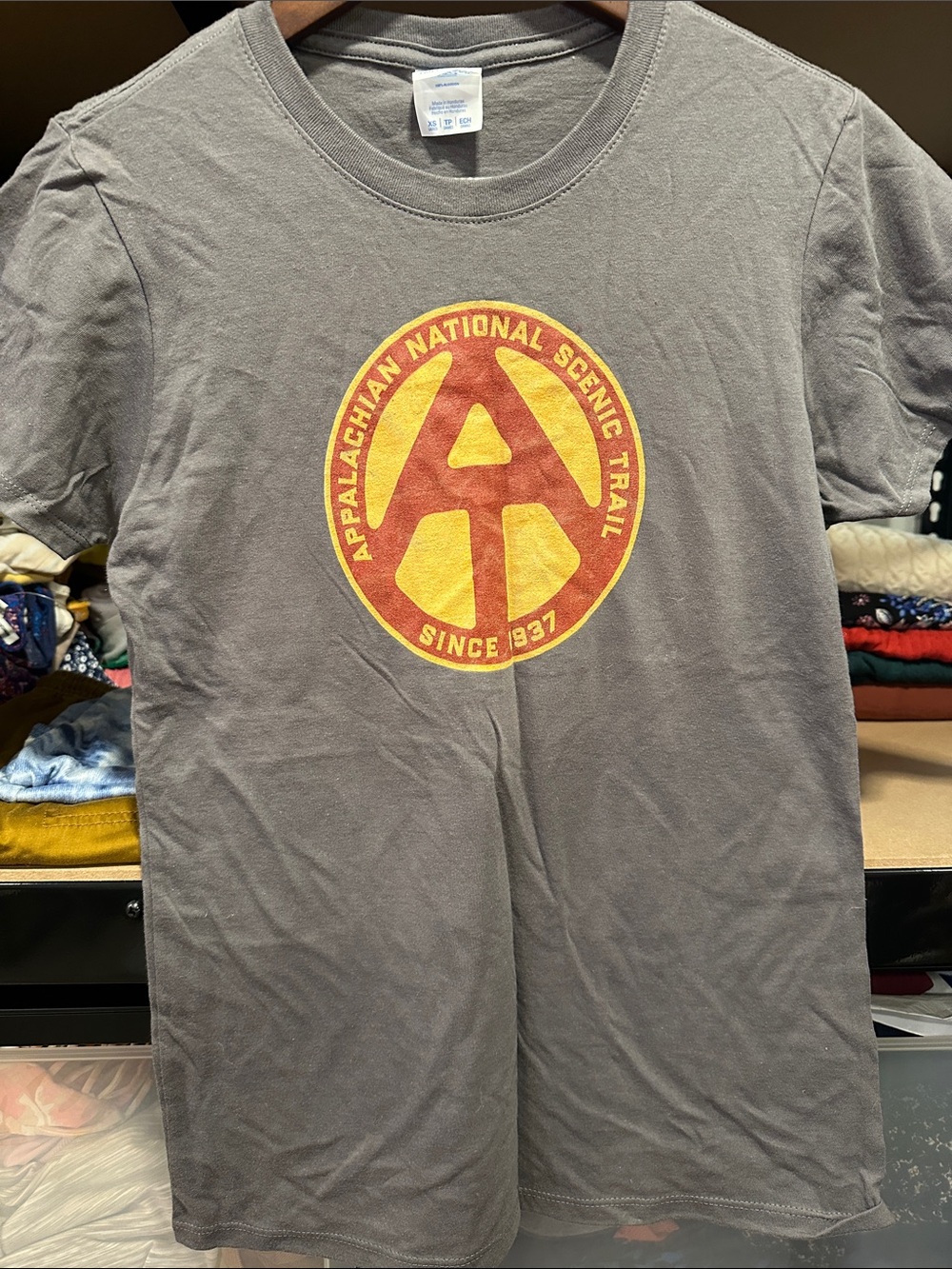Appalachian National Scenic Trail Graphic Tee - Gray with Yellow & Red Logo XS
